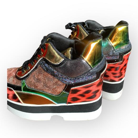 Cape Robbin Althea Sequined Wedge Platform Sneaker HTF Rose Gold Size 8 Colorful